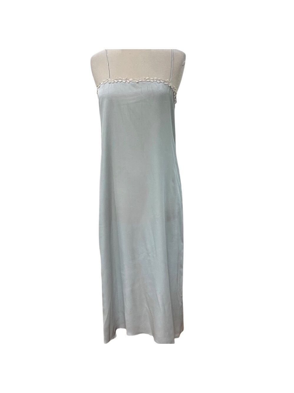 Vintage Jessica McClintock 2 Pc Sheer drop Waist Dress and Slip SZ 12 Light Blue - Picture 5 of 9
